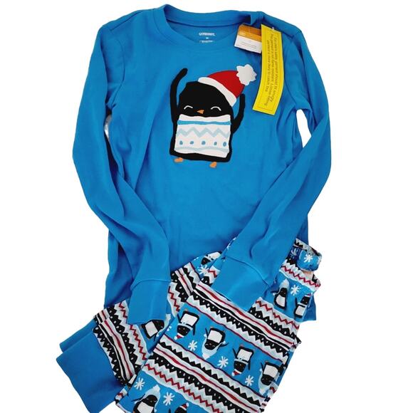 10 New Gymboree penguin in Sanata hat cotton pajamas - Picture 1 of 4